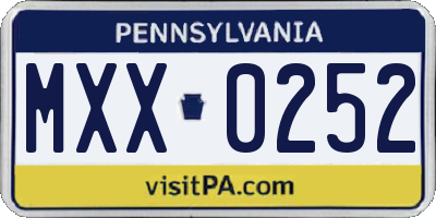 PA license plate MXX0252