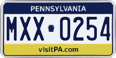 PA license plate MXX0254