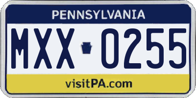 PA license plate MXX0255