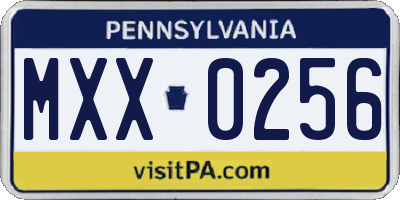 PA license plate MXX0256