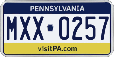 PA license plate MXX0257