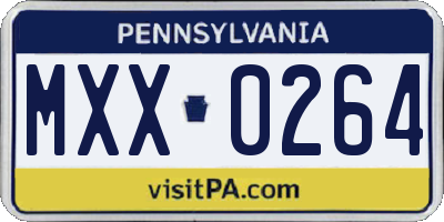 PA license plate MXX0264