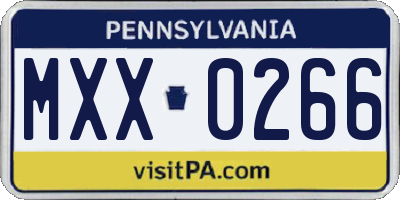 PA license plate MXX0266