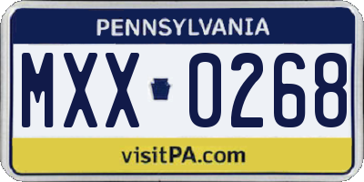 PA license plate MXX0268
