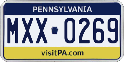 PA license plate MXX0269