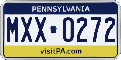 PA license plate MXX0272