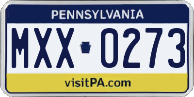 PA license plate MXX0273