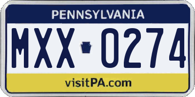 PA license plate MXX0274