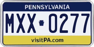 PA license plate MXX0277