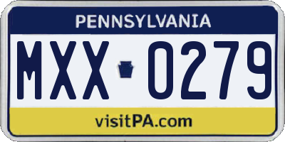 PA license plate MXX0279