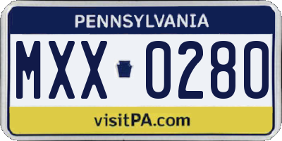 PA license plate MXX0280