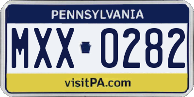 PA license plate MXX0282