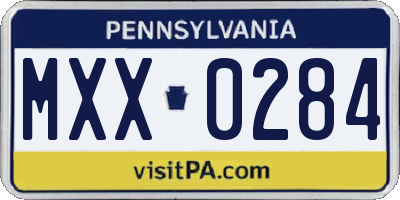 PA license plate MXX0284