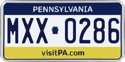 PA license plate MXX0286