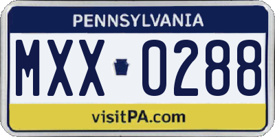 PA license plate MXX0288