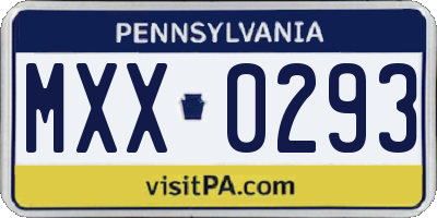 PA license plate MXX0293