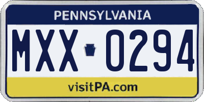 PA license plate MXX0294