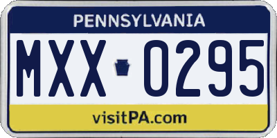 PA license plate MXX0295