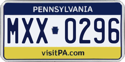 PA license plate MXX0296