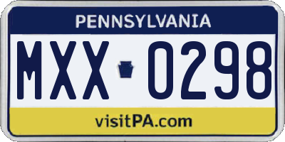 PA license plate MXX0298