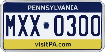 PA license plate MXX0300