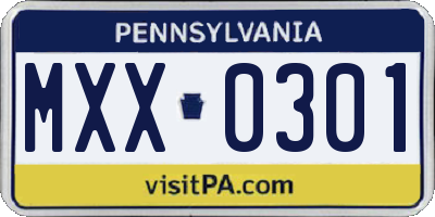 PA license plate MXX0301