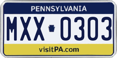 PA license plate MXX0303