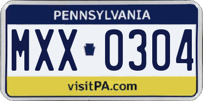 PA license plate MXX0304