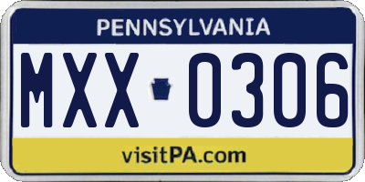 PA license plate MXX0306