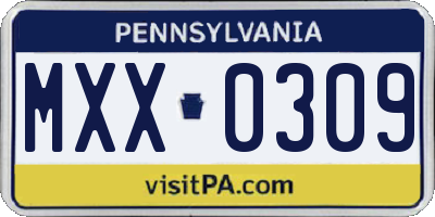 PA license plate MXX0309