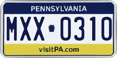 PA license plate MXX0310