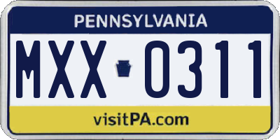 PA license plate MXX0311