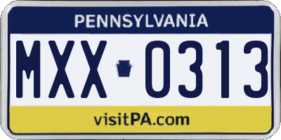 PA license plate MXX0313