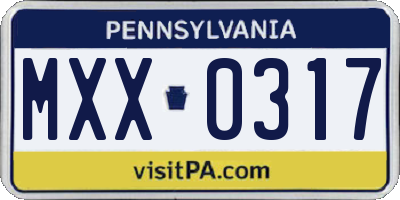 PA license plate MXX0317