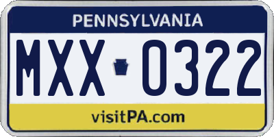 PA license plate MXX0322