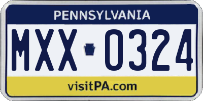 PA license plate MXX0324