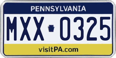PA license plate MXX0325