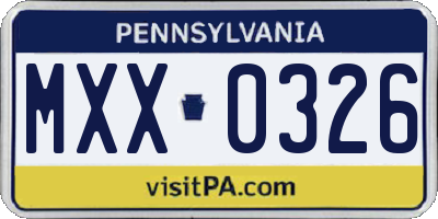 PA license plate MXX0326