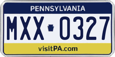 PA license plate MXX0327