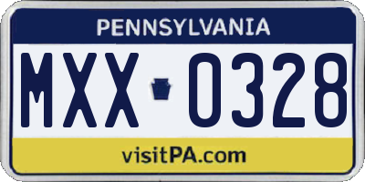 PA license plate MXX0328