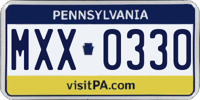 PA license plate MXX0330