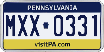 PA license plate MXX0331