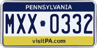 PA license plate MXX0332