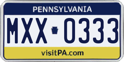 PA license plate MXX0333