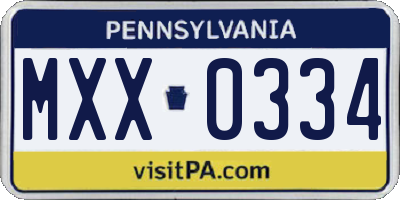 PA license plate MXX0334