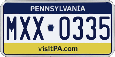 PA license plate MXX0335