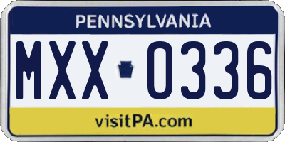 PA license plate MXX0336