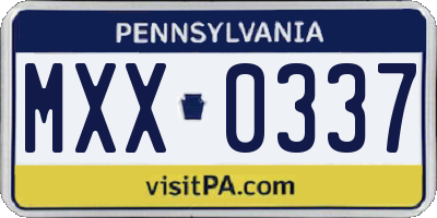 PA license plate MXX0337