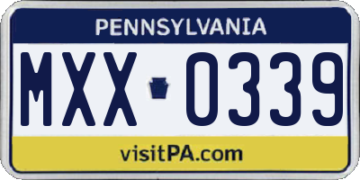PA license plate MXX0339