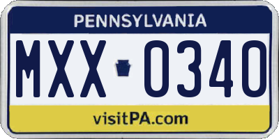 PA license plate MXX0340